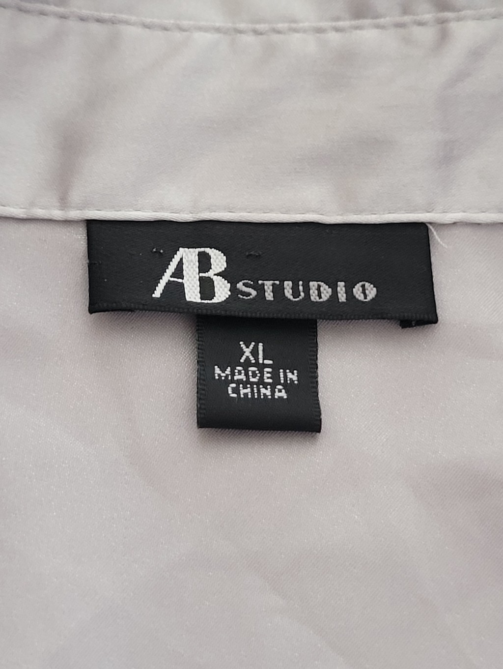 Ab Studio Silver Satin Empire Waist Puff Sleeve Blouse Xl Vintage — image 5 of 6